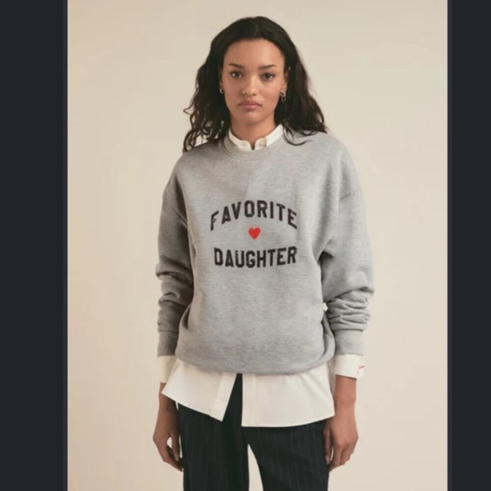 Favorite Daughter Heart Logo Sweatshirt in cream tan